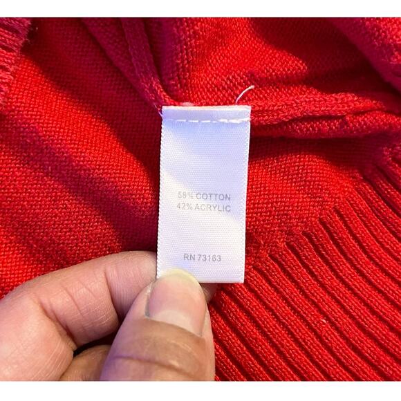 Cable & Gauge Red Ribbed Scoop Neck Sweater Womens Size M - Picture 5 of 9